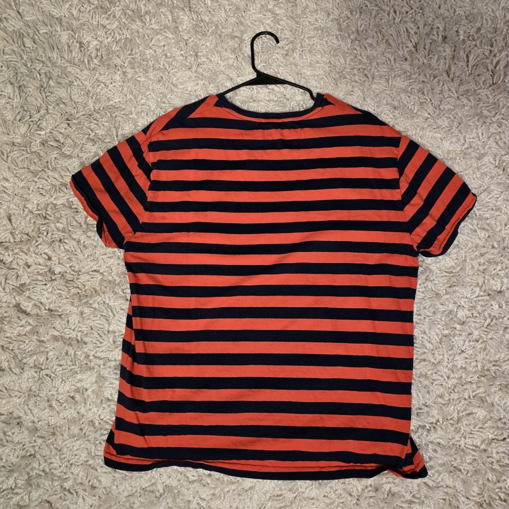 Polo Ralph Lauren Red and Navy Striped T-Shirt- Large - Picture 2 of 3